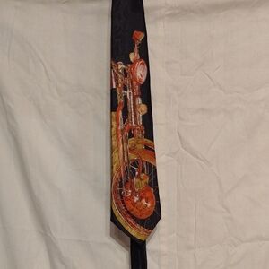 Vintage Enigma Black Tie with Motorcycle Design